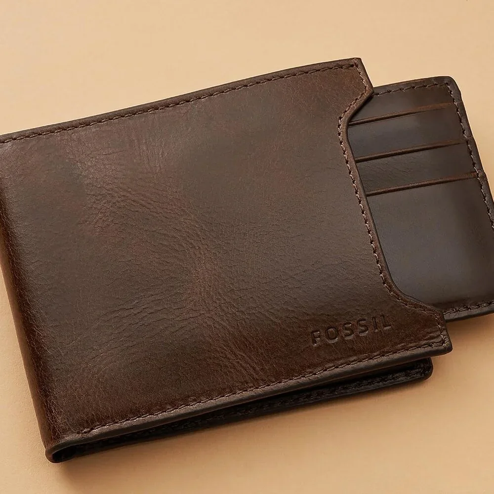 Fossil Men's Derrick Leather Bifold Sliding with Removable Card Case Wallet